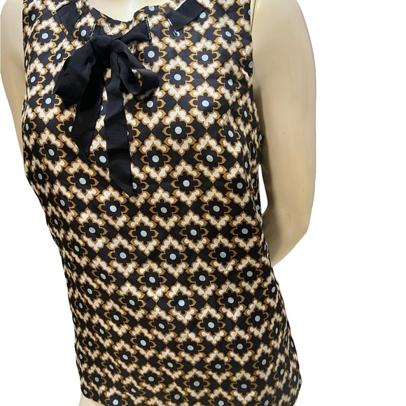 Milly Black and Gold Patterned Sleeveless Blouse - Picture 6 of 11